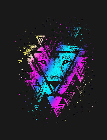 Art, Multicolored, Motley, Muzzle, Lion, Triangle HD phone wallpaper
