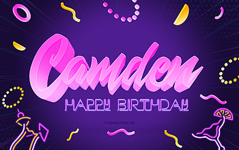 Happy Birtay Camden, , Purple Party Background, Camden, creative art, Happy Camden birtay, Camden name, Camden Birtay, Birtay Party Background HD wallpaper