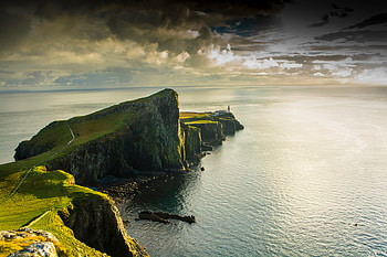 Lighthouse, Building, Cliff, Coast, Horizon, Ocean HD wallpaper