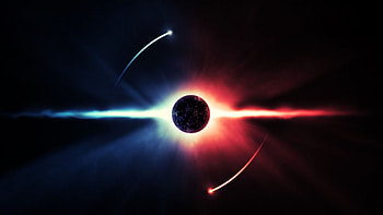 Fire Behind the Planet, planets, galaxy, space, sun, fire HD wallpaper