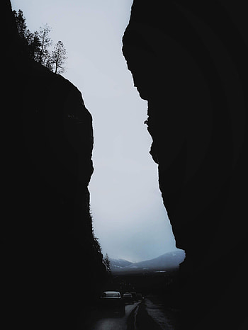 Mountains, Night, Cars, Rocks, Dark, Fog, Darkness HD phone wallpaper