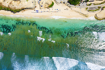 Sea waves, aerial view, green sea, summer HD wallpaper