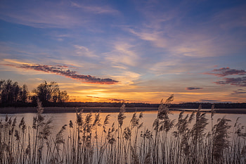 Lake Sunset Sky Poland Spring, lake, sunset, sky, nature HD wallpaper