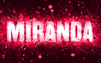Happy Birtay Miranda, , pink neon lights, Miranda name, creative, Miranda Happy Birtay, Miranda Birtay, popular american female names, with Miranda name, Miranda HD wallpaper