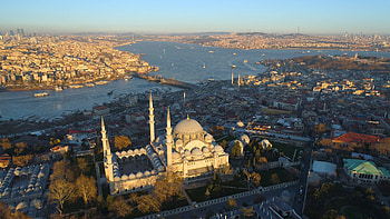 Blue Mosque, Sultanahmet, Istanbul Aerial Drone View, Travel HD wallpaper