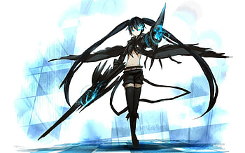 Black Rock Shooter, black, shooter, thigh highs, cute, girl, bikini, awsome, rock, badass, anime girl, anime, twintails, cool HD wallpaper