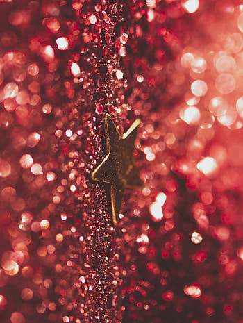 Glitter, bokeh red, Golden Star HD phone wallpaper