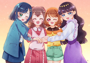 Nagomi Yui, Kasai Amane, Hanamichi Ran, Fuwa Kokone, Anime, Delicious Party Precure HD wallpaper