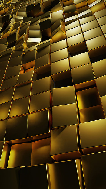3D cubes, Gold HD phone wallpaper