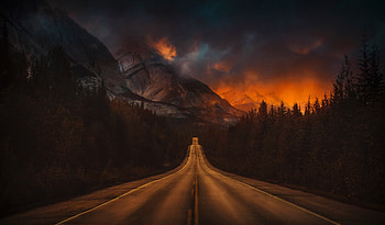 Mountain Nature Night Road , mountains, nature, road, night HD wallpaper