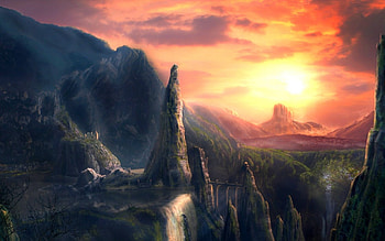 the falls, falls, wds, color, art, sky, sunset HD wallpaper