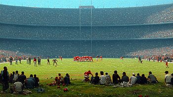 Stadium Huddle: Painted Football, Sports, football, stadium, painting HD wallpaper