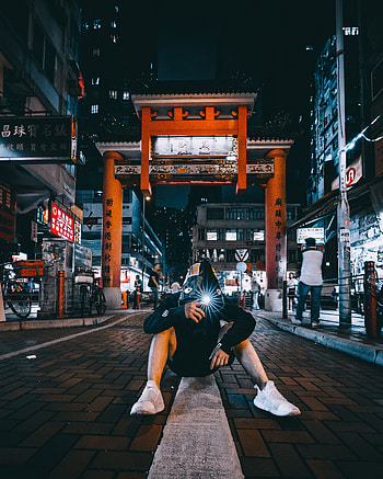 Miscellanea, Miscellaneous, Night City, Street, Anonymous, Hood HD phone wallpaper