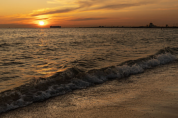 Nature, Sunset, Waves, Beach, Ocean, Surf HD wallpaper