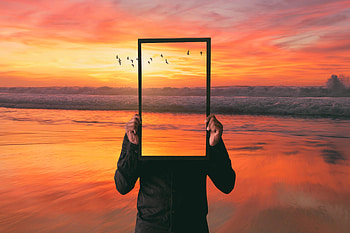 Sunset, Sea, Infinity, Miscellanea, Miscellaneous, hop, Mirror HD wallpaper