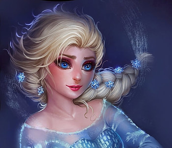 Elsa, winter, frozen, disney, girl, snow queen, fanart, fantasy, denahelmi, iarna, luminos, princess HD wallpaper
