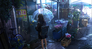 Anime Girl Umbrella Rainy Day , anime-girl, anime, artist, artwork, digital-art, umbrella, artstation HD wallpaper