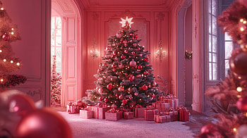 Pink Christmas Ultra : A Festive Dreamscape, pink christmas, Christmas, tree, christmas ornaments, gift HD wallpaper
