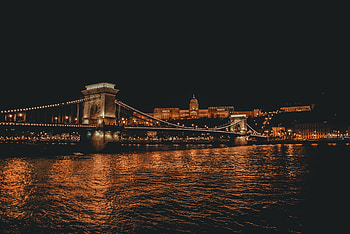 Budapest, city, bridge, night HD wallpaper