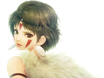 Princess Mononoke, brown eyes, san, ghibli, anime, movie, short hair, brown hair, warrior HD wallpaper