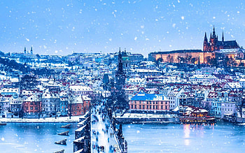 Charles bridge, Prague Christmas, Winter, Snow HD wallpaper