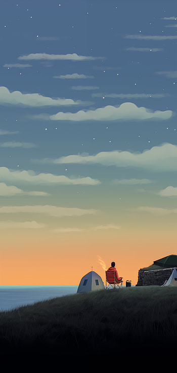 Camper, outdoor, starry sky, alone HD phone wallpaper
