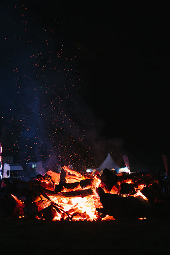 Fire, Bonfire, Night, Dark, Sparks, Camping, Campsite HD phone wallpaper