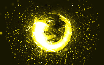 Mozilla yellow logo, , yellow neon lights, creative, yellow abstract background, Mozilla logo, brands, Mozilla HD wallpaper
