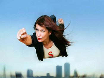 Bonnie (Mimibunny), buildings, super hero, s on shirt, flying, woman HD wallpaper