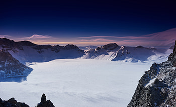 Winter, Nature, Sky, Mountains, China, Changbai, Changbaishan HD wallpaper