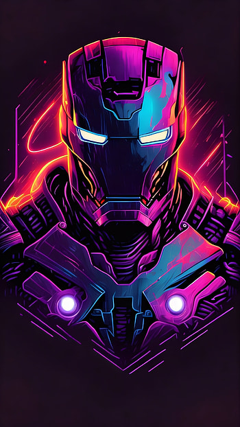 Iron Man, AI Art, vector, colors, synthwave HD phone wallpaper
