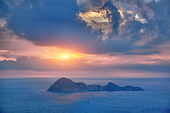 Dawn Rock Island Sea, nature, rock, island, sea HD wallpaper