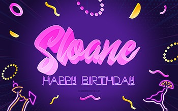 Happy Birtay Sloane, , Purple Party Background, Sloane, creative art, Happy Sloane birtay, Sloane name, Sloane Birtay, Birtay Party Background HD wallpaper
