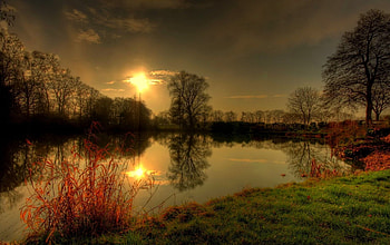 Lake, other, nature, sunset HD wallpaper