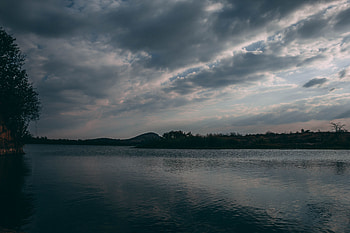 Nature, Sky, Clouds, Lake, Evening HD wallpaper