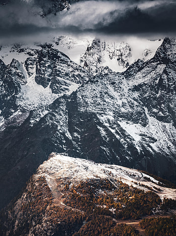 Landscape, Nature, Snow, View From Above, Mountain, Vertex, Top HD phone wallpaper