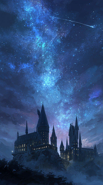 Harry Potter — Starry Night at Hogwarts ( ), movie, Harry Potter, starry sky, night HD phone wallpaper