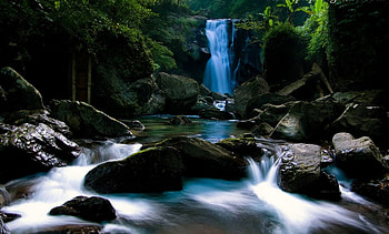 waterfalls, nature, green, bulewater HD wallpaper
