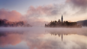 Nature, Water, Lock, Fog, Morning HD wallpaper