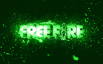 Garena Fire green logo, , green neon lights, creative, green abstract background, Garena Fire logo, online games, Fire logo, Garena Fire HD wallpaper
