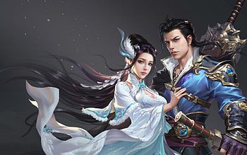 Fantasy couple, white, frumusete, asian, fantasy, man, couple, girl, luminos HD wallpaper