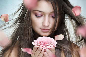 Flower for You, rose, pink, lady, model, flower HD wallpaper