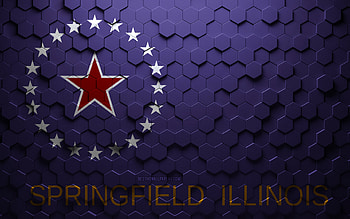 Flag of Springfield, Illinois, honeycomb art, Springfield hexagons flag, Springfield, 3d hexagons art, Springfield flag HD wallpaper