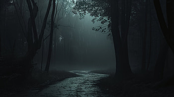 Dark Rainy Forest Path, black aesthetic, dark aesthetic, forest, rain HD wallpaper