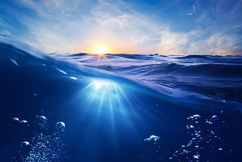Bluewater, ocean, bubbles, surface, close up HD wallpaper