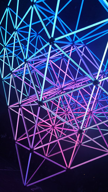 Amoled , Vibrant neon colors, Structured triangles, Visually appealing HD phone wallpaper