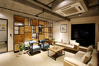 Stylish modern living room with luxury furniture and contemporary decor. HD wallpaper