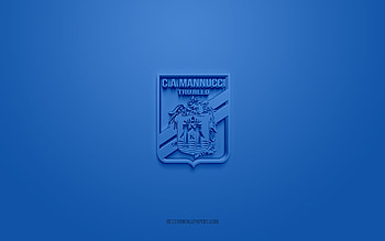 Carlos A Mannucci, creative 3D logo, blue background, Peruvian Primera Division, 3d emblem, Peruvian football club, Trujillo, Peru, 3d art, Liga 1, football, Carlos A Mannucci 3d logo HD wallpaper
