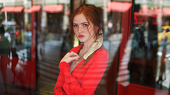 Red Head Dress , redhead, red-dress, girls, model HD wallpaper