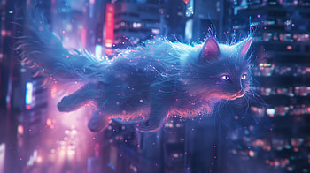 Magical Neon Cat: A Fantasy, Fantasy Animal, neon, cat, magical HD wallpaper